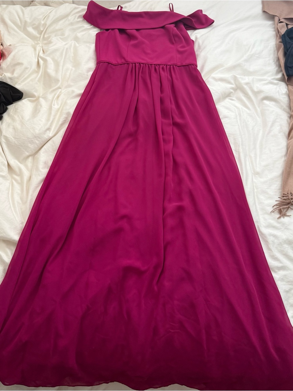 Adrianna Papell Pink Chiffon off The Shoulder Gown - Picture 4 of 10